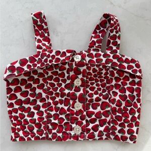 J. Crew 3T Red Strawberry Print Kids crop top